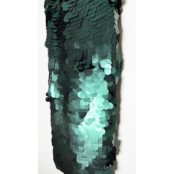 Anthropologie x Maeve Women's Sequined One-Shoulder Mini Dress Forrest Green NWT - Picture 8 of 14